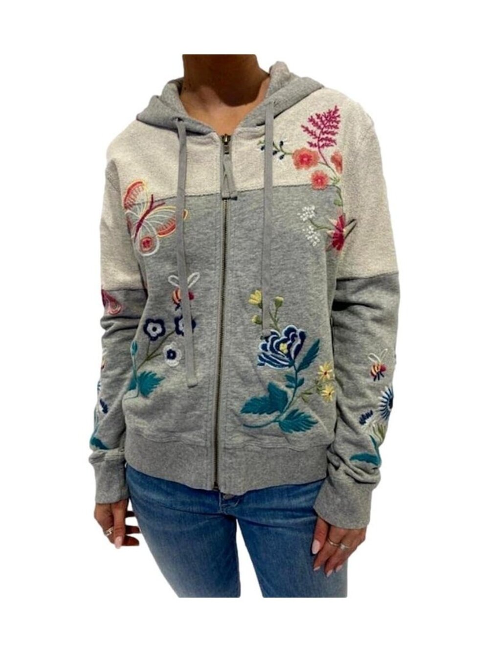Johnny Was Women's Arla French Terry Sweatshirt, Light Heather
